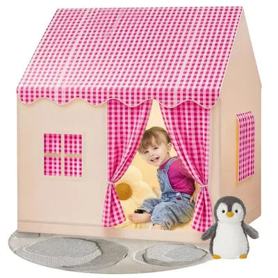 Produktbild von Kinder Spielhaus Indoor,Kinder Bettzelt,Spielzelt für Drinnen,Prinzessin Zelt mit Fenstern, Kinderspielhaus, Kuschelecke Kinderzimmer Dekor(Rosa)
