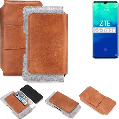 Produktbild von K-S-Trade Handyhülle Schutzhülle kompatibel mit ZTE Axon 10 Pro Gürteltasche Holster Gürtel Tasche Smartphone Tasche Handy Hülle Polyurethan+ Filz, braun