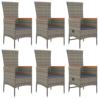 Immagine prodotto di vidaXL set da pranzo da giardino 7 pezzi con cuscini in polirattan grigio