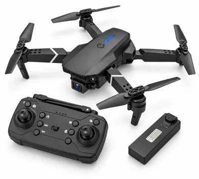 Produktbild von Pirox RC-Drohne mit 480p-WLAN-Kamera – Live-Übertragung per App – Faltbar – 2 Akkus und Aufbewahrungstasche – Schwarz