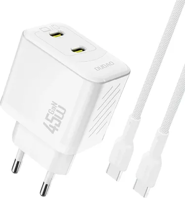 Obrázek produktu pro DUDAO Dudao A28PCEU Adapter 45Watt 2xUSB-C (1m USB-C to USB-C cable included) Hvid