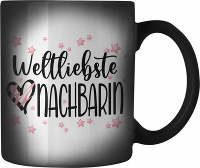 Produktbild von Trendation - Beste Nachbarin Farbwechsel Zauber-Tasse Geschenk Geburtstag Freundin Lieblings Nachbarin Geschenkidee Weltliebste Nachbarin Abschied Abschiedsgeschenk (Schwarz)