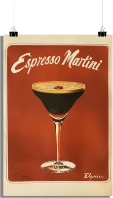 Produktbild von Espresso Poster - Martini Poster - Cocktail Poster - Alkoholisches Getränk Poster - Retro Poster - Vintage Poster - 61x91cm - Perfekt zum Einrahmen