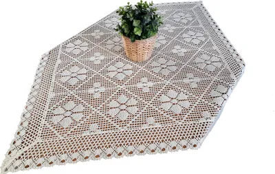 Image de Dentelle au crochet carrée beige, 85x85 cm, naturel