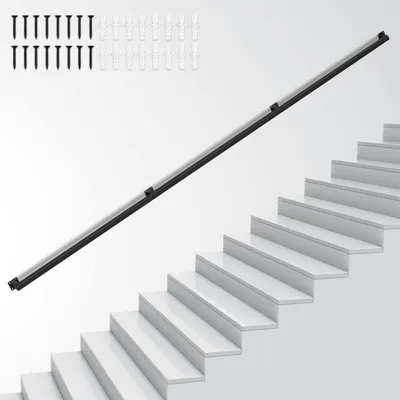 Obrázok produktu pre ISOISL Štvorcové zábradlie, 300 cm, čierna farba. Železné zábradlie s práškovou povrchovou úpravou, rozmery 30 x 30 mm, trojdieľne, vhodné pre schody a chodby