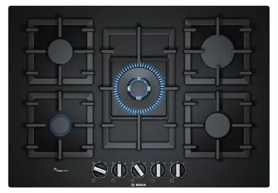 Produktbild von Bosch Serie 6 PPQ7A6B90, Schwarz, Integriert, Gaskochfeld, Glas, 5 Zone(n), 5 Zone(n)