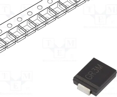 Produktbild von 10x Diode: Gleichrichter 3A 500ns 1000V SMD  Verpackung: Rolle,B GR3M Universaldiod