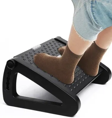 Productafbeelding van PromoHome® Verstelbare voetsteun – Ergonomische voetsteun voor op kantoor met 6 hoogtestanden, antislipontwerp, zwart