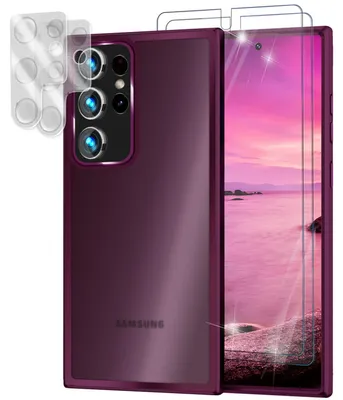 Zdjęcie produktu dla Hybrydowy pokrowiec na Samsung Galaxy S23 Ultra, 2x ochrona wyświetlacza i aparatu czerwony