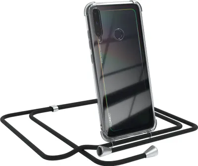 Produktbild von EAZY CASE Handykette kompatibel mit Huawei P40 Lite E, Handyhülle mit Umhängeband, Handykordel, Schutzhülle Clear, Band in Schwarz