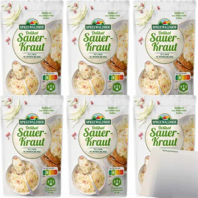 Produktbild von Spreewaldhof Delikat Sauerkraut mit Speck 6er Pack (6x400g Packung) + usy Block