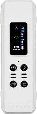 Produktbild von 3-in-1 Kohlenmonoxid-Detektor 0-1000PPM tragbare Mini-Luftqualität Monitor mit Lanyard Alarm CO Gas Meter Temperatur Feuchtigkeit Sensor Built-in 800mAh Batterie für Keller Reise Camp RV Auto