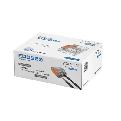 Immagine prodotto di 100x accoppiatore rapido per cavi fissi 3x0,5-2,5mm² EDO203 EDO Technic