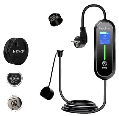 Obrázok produktu pre Prenosná nabíjačka pre elektromobily, LCD displej, nastaviteľný nabíjací prúd, typ 3.5 kW, konektor typu 2
