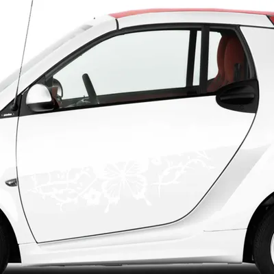 Produktbild von Aufkleber - 2 Stk. Autoaufkleber Butterfly Rankelement je 50cm X 22cm Weiß - Tuning Carystyling Heckscheibe Auto