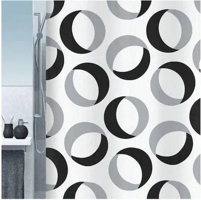 Obrázek produktu pro Sprchový závěs odolný proti plísním – antibakteriální a pratelný – voděodolný polyester – s kroužkem – 180 x 200 cm – bílý