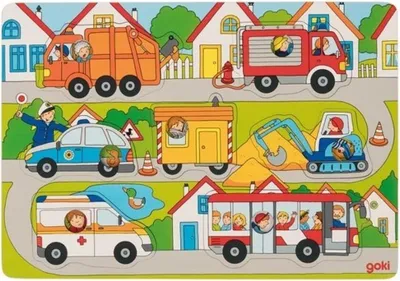 Zdjęcie produktu dla Goki drewniane puzzle z tem na ulicach, 7szt.