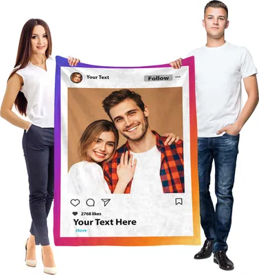 Produktbild von Ferocity Personalisierte Foto Decke mit Eigenem Foto und Text 120x150 CM Sofadecke; Super Weiche Extra Gemütliche Kuscheldecke für die Familie Freunde Geschwister Lustiges Geschenk;  Insta [081]