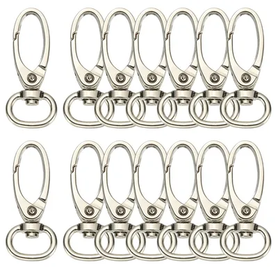 Image de Fermetures à anneau en D - 14 pièces. Crochet de sécurité de 1/2 pouce - pour sacs à main et fabrication de bijoux - argenté