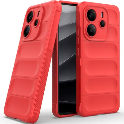 Produktbild von Handyhülle für Xiaomi Redmi Note 14 4G Weich TPU Silikon Stossfest Anti-rutsch Hülle Rot