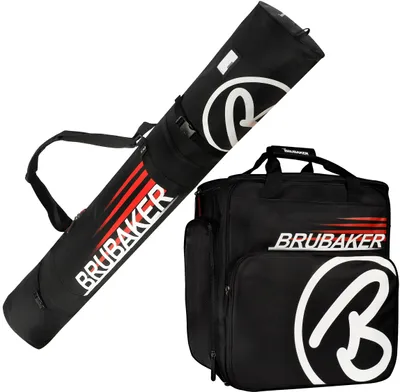 Produktbild von BRUBAKER Kombi Set Champion - Skisack 170 cm und Skischuhtasche für 1 Paar Ski + Stöcke + Schuhe + Helm Schwarz Rot
