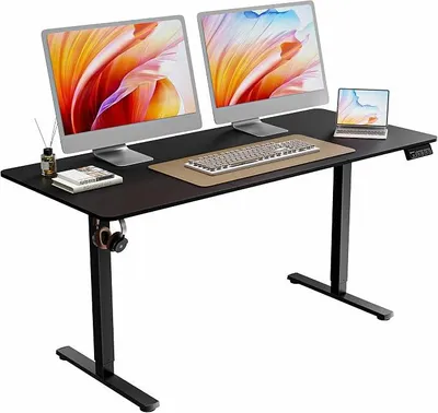 Produktbild von Höhenverstellbarer Schreibtisch 160x70cm,Schreibtisch Höhenverstellbar Elektrisch mit Memory-Funktion,Ergonomischer Tisch Höhenverstellbar,Schwarz