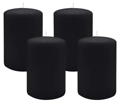 Produktbild von Flachkopf-Stumpenkerzen Schwarz 60 x Ø 50 mm, 4 Stück