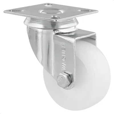 Produktbild von WAGNER Lenkrolle - Ø 50 mm, Stahl verzinkt, weiß, Anschraubplatte, Tragkraft 50 kg - 03125001