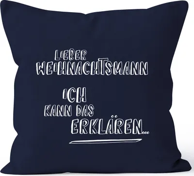 Produktbild von Kissenbezug Weihnachten Lieber Weihnachtsmann Ich kann das erklären Spruch lustig MoonWorks® navy 40cm x 40cm