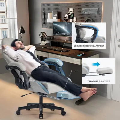 Obrázok produktu pre Herná stolička - Kancelárska stolička - Ergonomická stolička - Čierna stolička - Stolička s nastaviteľnou opierkou