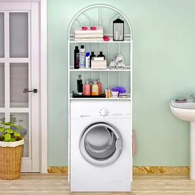 Produktbild von Waschmaschinenregal  Badezimmerregal Allzweck Regal Toilettenregal 3 Ablagen 65x34x177cm Weiß