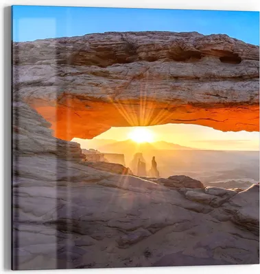 Produktbild von DEQORI Glasbild Echtglas 30x30 cm 'Felsbogen im Morgenlicht' Wandbild Bild modern Deko
