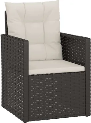 Produktbild von vidaXL Gartensessel mit Kissen Schwarz Poly Rattan