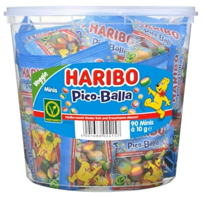 Produktbild von Haribo Pico Balla Minibeutel 90 Stück Fruchtgummi-Konfekt 900g