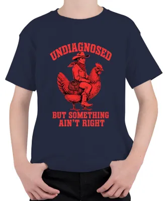 Productafbeelding van "Undiagnosed But Something Ain't Right" Cowboy Hühn Western grappig kinder T-shirt, marineblauw, maat 128