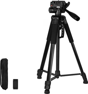 Produktbild von ZELURXX Dreibeinstative, Mit Bluetooth-Fernbedienung, Handy-Clip, Geeignet für Kameras, Spiegelreflexkameras, Mobiltelefone, Angelscheinwerfer, 170 cm, Schwarz