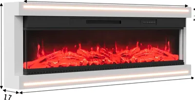 Zdjęcie produktu dla Elektryczny kominek, efekt płomienia LED, nowoczesny minimalistyczny design, 136,8 x 51,3 x 17 cm