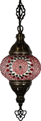 Zdjęcie produktu dla Wschodnioazjatycka mozaikowa lampa wisząca (turecka lampa) Ø 13 cm, ręcznie wykonana ze szkła, 40 W, długość 78 cm