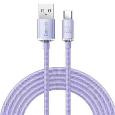 Obrázek produktu pro Kabel Baseus Crystal Shine 100W 5A USB-A pro USB-C 1,2 m, fialový