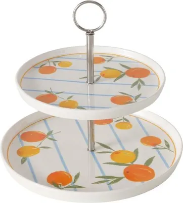 Produktbild von Boltze Etagere FRUITS Servierplatte aus glasiertem Dolomit, orange, 23 cm Höhe