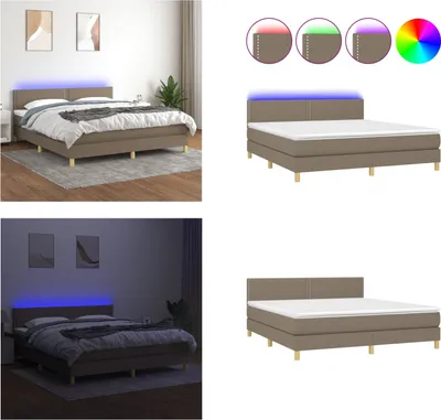 Produktbild von vidaXL Boxspringbett mit Matratze & LED Taupe 180x200 cm Stoff - Boxspringbett - Boxspringbetten - Bett - Schlafzimmermöbel