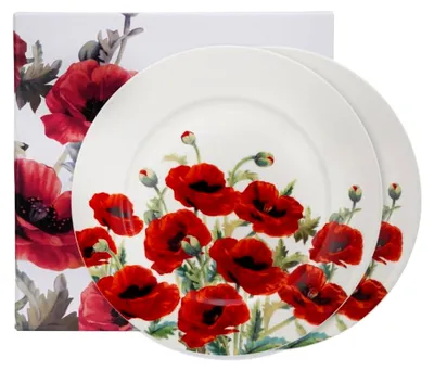 Produktbild von Flowers Classic Dessertteller 2er Set CLASSIC POPPIES aus New Bone China Porzellan