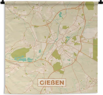 Produktbild von MuchoWow® Wandteppich Wandbehang Karte - Gieben - Karte - Vintage - Stadtplan 90x90 cm Tapisserie Dekoration Wandtuch - Wandaufhänger