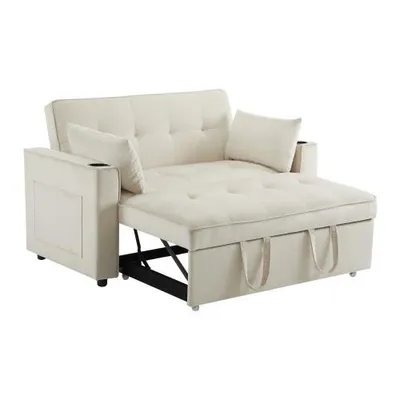 Produktbild von Schlafsofa mit Bettfunktion, 2-Sitzer mit Armlehnen und Rückenkissen, Polstersofa, Samtbezug