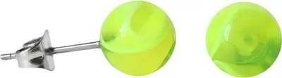 Produktbild von Chirurgenstahl Ohrstecker mit marmorierter Acrylkugel Farbe - Grün