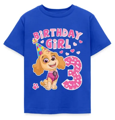 Produktbild von Spreadshirt Paw Patrol 3 Jahre Geschenk 3. Geburtstag Skye Kinder T-Shirt, 122/128 (7-8 Jahre), Royalblau