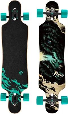 Produktbild von StreetSurfing THE WOLF, Longboard, Beige, Schwarz, Mehrfarbig, Türkis, Ahornholz, Abbildung, Türkis, 991 mm