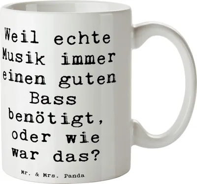 Produktbild von Mr. & Mrs. Panda Teetasse Spruch Schlagzeug Basswunder - Weiß - Geschenk, Band, Musiker, Musik, Tasse mit, Beats, Bürotasse, Schlagzeuger, Musikinstrumente, Lernen