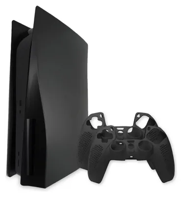 Obrázok produktu pre Lovnix - Sada čelných panelov pre Playstation 5 - vrátane 2 silikónových obalov na ovládače - Disc Edition - Sony - Príslušenstvo pre PS5 - Čierna