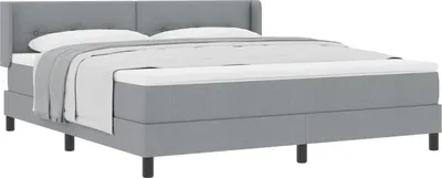 Zdjęcie produktu dla Łóżko kontynentalne vidaXL z zagłówkiem, jasnoszare, 200 x 180 cm, obite tkaniną